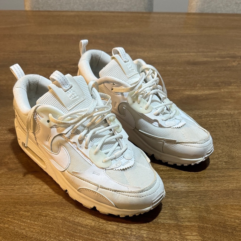 Nike White Low-Top Mesh & Leather Sneakers